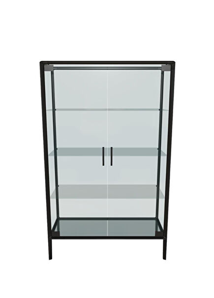 Bontempi Casa Audrey Black Metal Glass Buffet