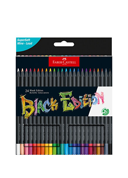 Black Edition Black Paper Compatible Ergonomic Triangular Body Set of 24 Dry Crayons