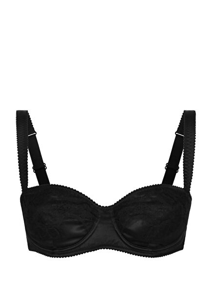 Black Lace Texture Silk Bra