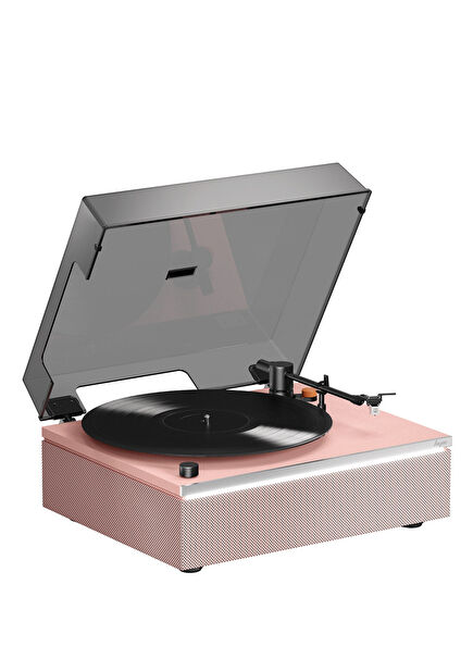 Lumi-S Pink Retro Turntable Player with Built-in Bluetooth Speaker