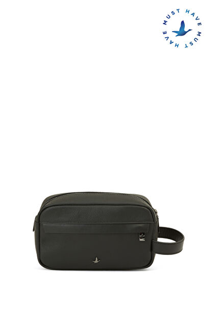 Siyah Deri Tıraş Çantası