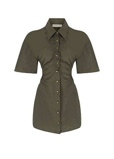 Dorato Khaki Short Sleeve Mini Women's Dress