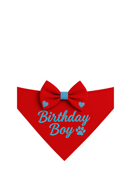 Birthday Kırmızı Kedi ve Köpek Bandanası 