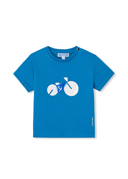 Baby Boy T-Shirt with Blue Bicycle Motif