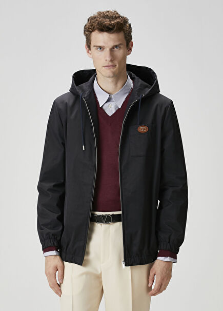 Lacivert Kapüşonlu Yağmurluk