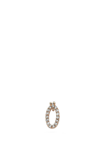 14K Rose Gold Women's Single Earrings with Letter A Diamonds
