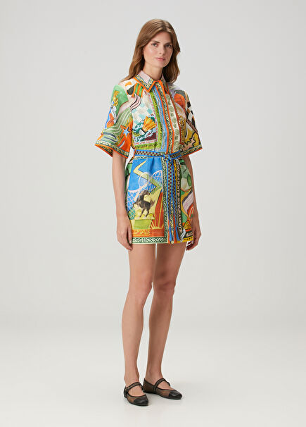 Lucky Pace Mini Linen Shirt Dress