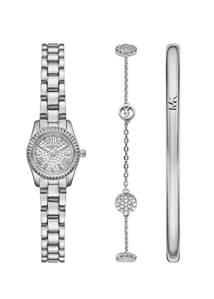 MK4948SET Metalik Gri Çelik Kadın Kol Saati ve Bileklik Seti