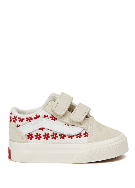 Old Skool V Red Kids Leather Sneakers