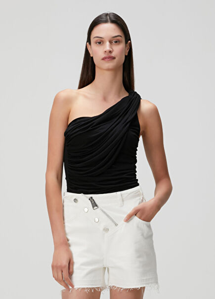 Selena Black Draped Blouse