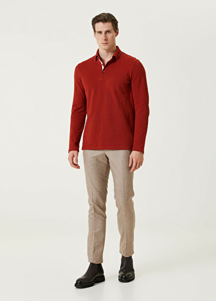 Bej Zikzak Dokulu Pantolon