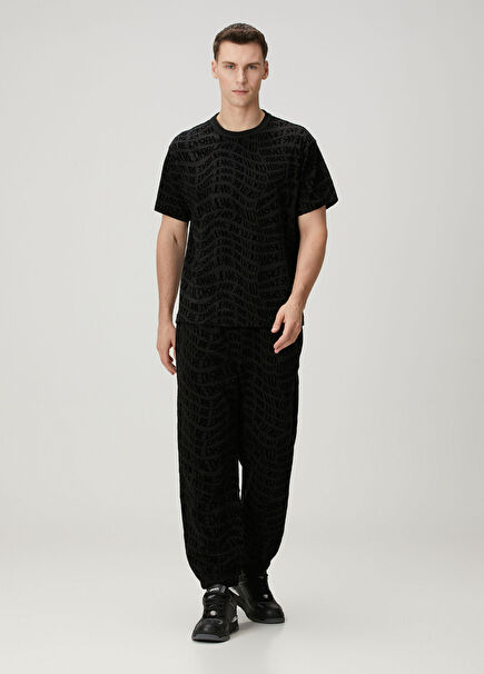 Siyah Logo Desenli Eşofman Altı