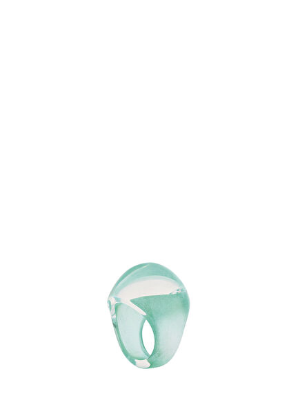 Cabochon Patina Clear & Green Kristal Unisex Yüzük