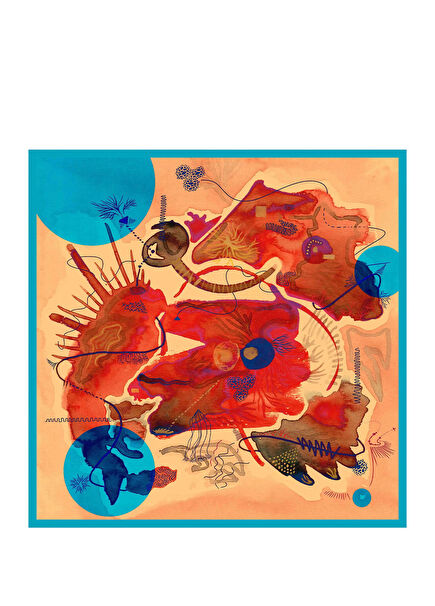 Ocean Echo İpek Saten Kadın Eşarp 90 x 90 cm