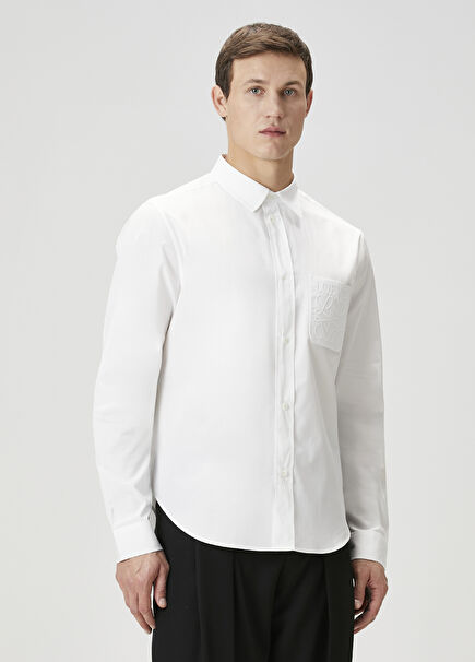 White Logo Embroidered Shirt
