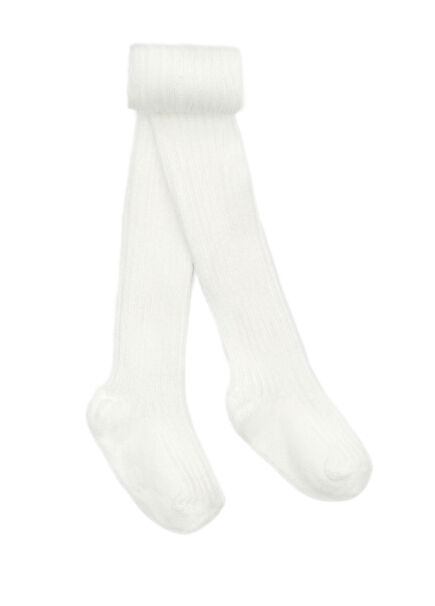 Cotton White Newborn Boy Ribbed Knit Tights