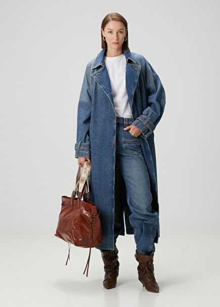 Brekka Blue Denim Trench Coat