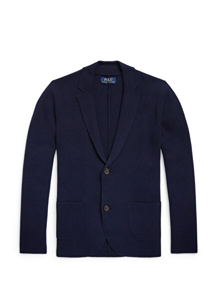 Navy Blue Logo Embroidered Kids Cardigan