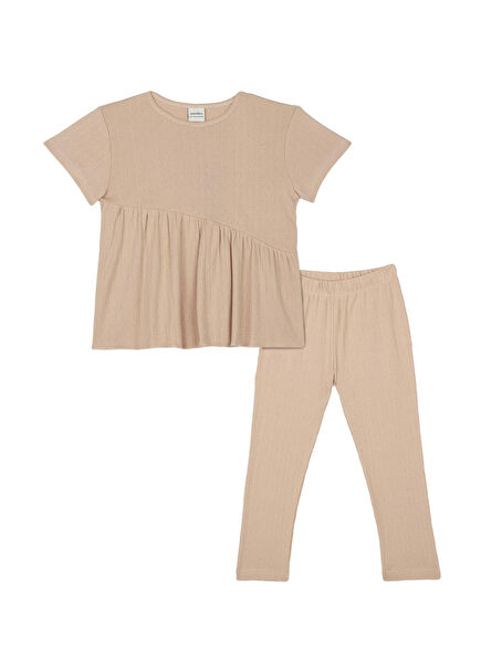 Pink Jacquard Pants & T-shirt Girls 2-Piece Pajamas Set