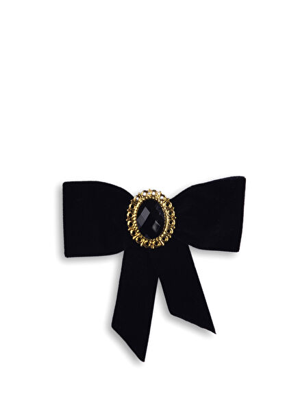 Baroque Velvet Bow Siyah Kadife Kadın Saç Aksesuarı