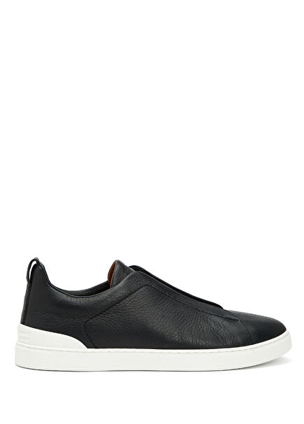 Navy Blue Men's Leather Sneakers
