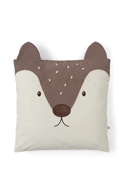 Tilki Figürlü Organik Pamuk Bebek Odası Yastık 40 x 40 cm