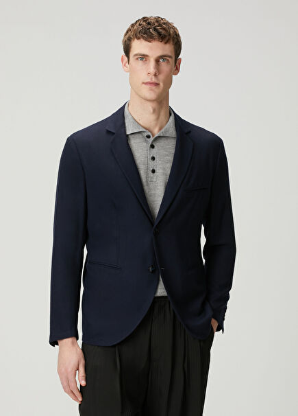 Navy Blue Wool Jacket