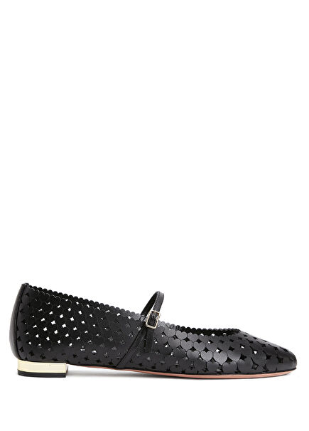 Amourose Black Leather Ballet Flats