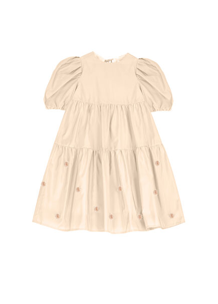 Miss Joy Salmon Taffeta Skirt Embroidered Detailed Girls' Dress