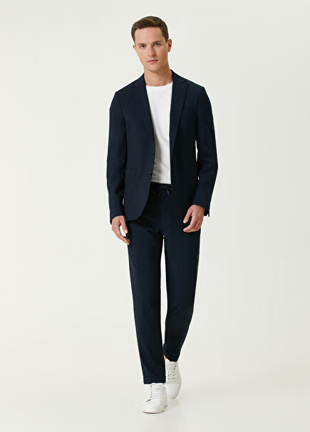 Navy Blue Embossed Textured Suit