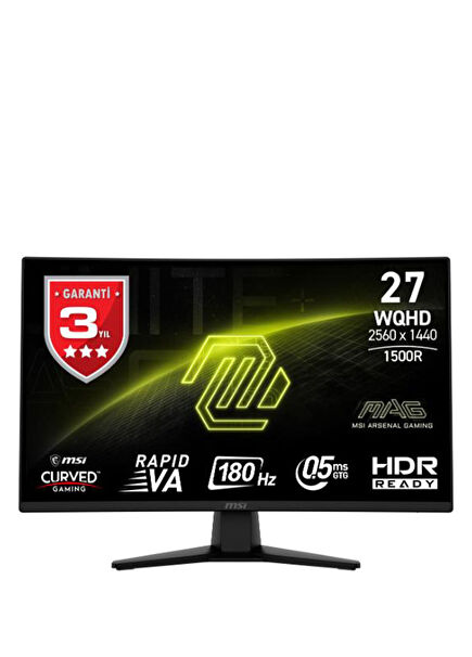 MAG 274CQF 27'' WQHD Curve Rapid Va 180HZ 0.5Ms(GTG) Adaptive-Sync Gaming Monitör