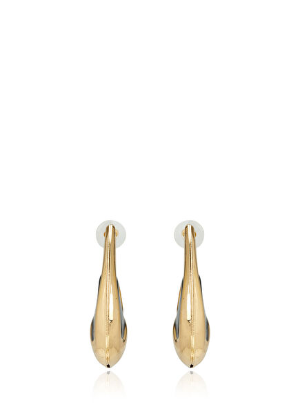 Gold Kırmızı Mineli Kadın Oval Küpe