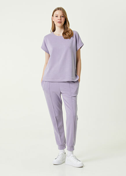 Lila Nervürlü Jogger Pantolon