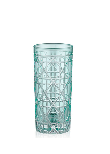 Gloria Aqua Geometric Patterned Glass Cup