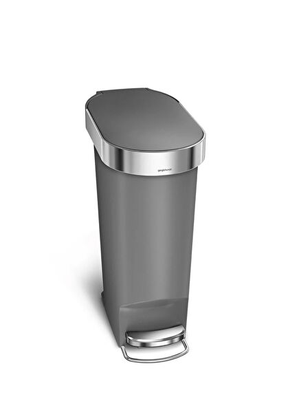 Slim Grey Plastic Waste Bin 40 lt