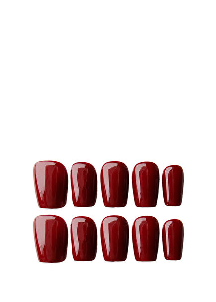 Kısa Balerin 15'li Kırmızı Protez Takma Tırnak