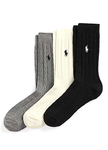 Multicolored Logo Men's 3-Piece Socks Set