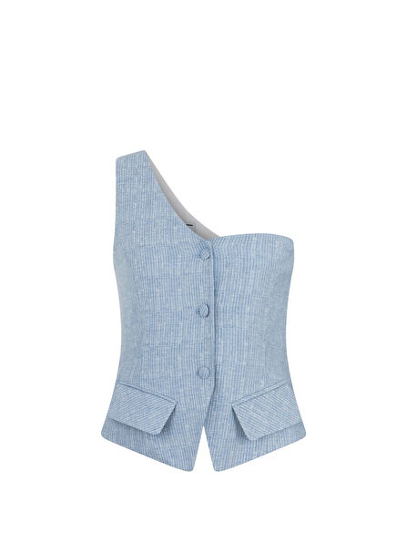 Nina Mavi Tek Omuzlu Kadın Yelek