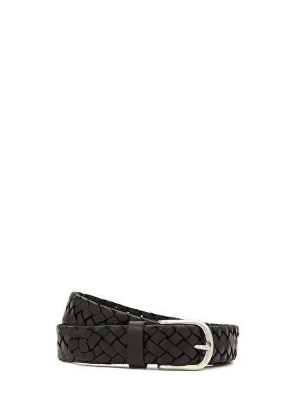 Black Men's Leather Belt
