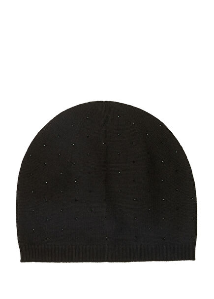 Black Stone Detailed Women's Cashmere Beanie