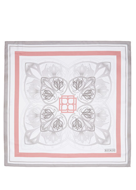 Pembe Gri Kadın Saten Fular