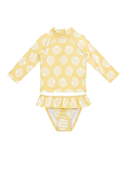 Sunny Shells UV Protection Long Sleeve Baby Girl Swimsuit Set