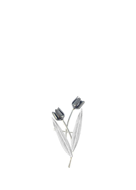 Black Tulip 925 Sterling Silver Women's Brooch