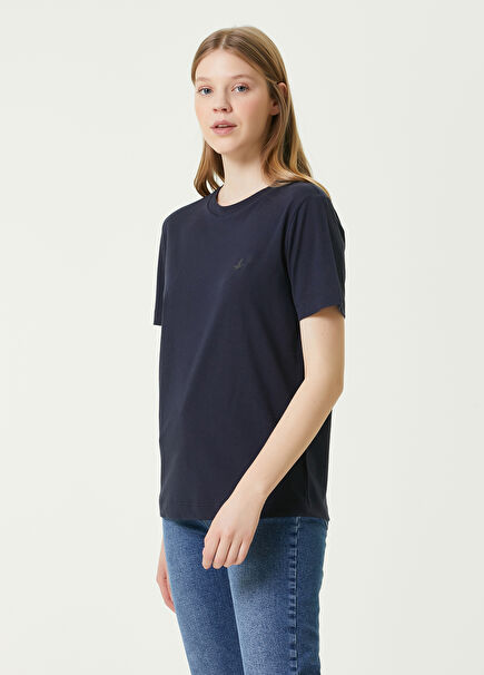 Navy Blue Crew Neck Basic T-shirt