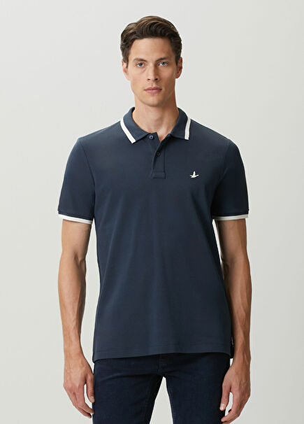 Lacivert Ekru Polo Yaka T-shirt