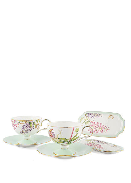 Happily Porcelain 6 Piece 2 Piece Teacup Set
