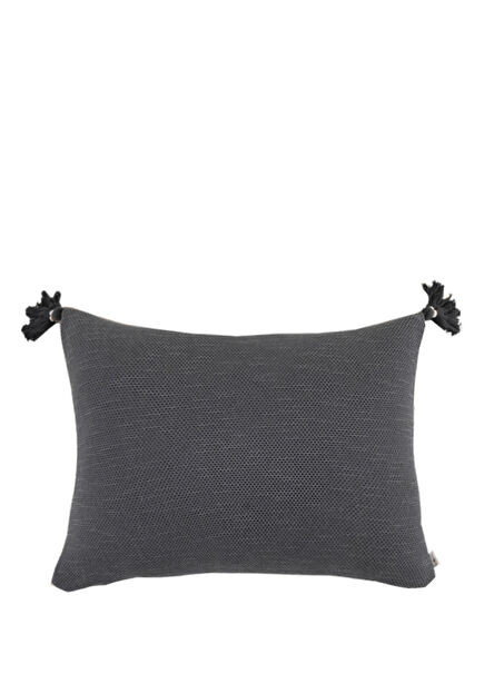 Capella Saçaklı Antrasit Pamuk Yastık Kılıfı 35x55 cm