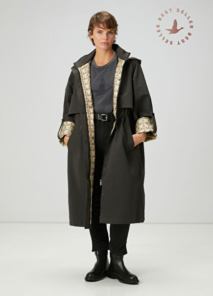 Dark Khaki Hooded Overcoat