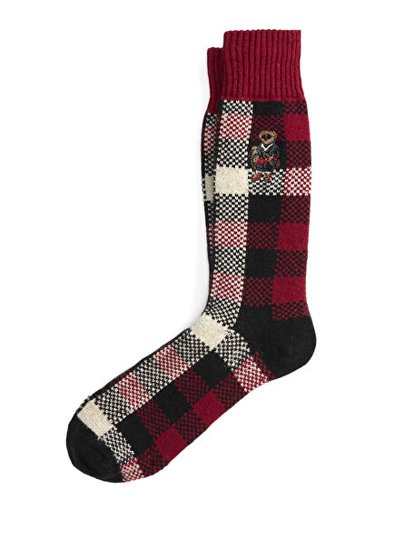 Red Patterned Men's Wool Socks