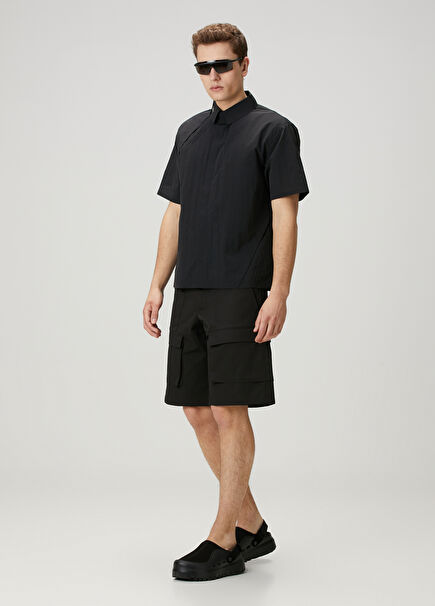 Black Accessory Detailed Cargo Bermuda